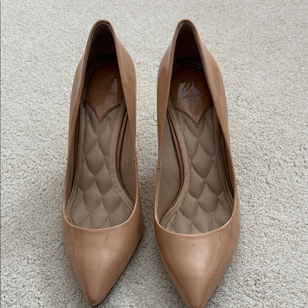 Brian Atwood Nude Patent Leather Heels